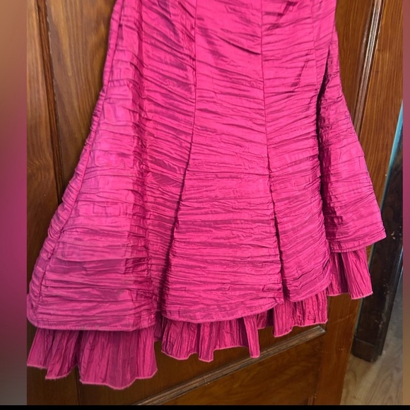 Vintage Jessica McClintock Strapless Mini Dress Hot Pink Size 8P - Picture 3 of 9